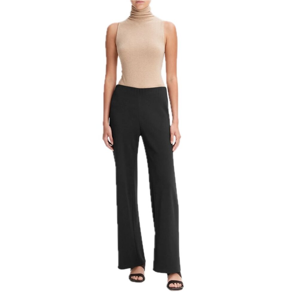 Vince Classic Flat Front Pull-On Pants Black Wool Blend Womens Size 12 NEW